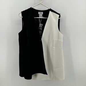 Monroe & Main Black White Colorblock Asymmetric Vest 14 NWT Cruella Statement